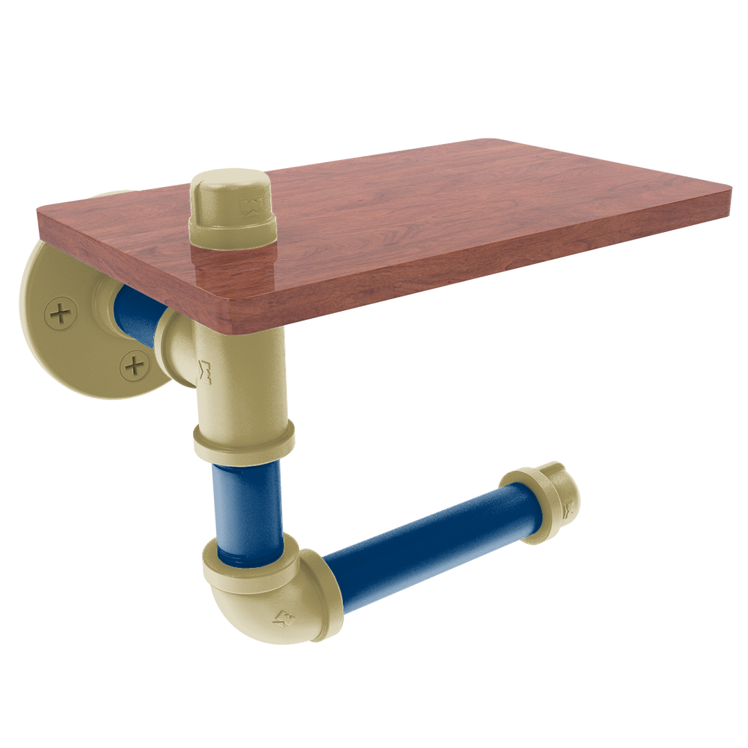 Collegiate Collection Toilet Paper Holder with Wood Shelf Atlanta Gold and White Edition