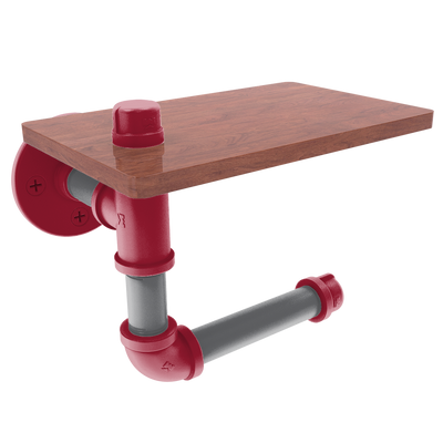 Collegiate Collection Toilet Paper Holder with Wood Shelf Pullman Crimson and Gray Edition