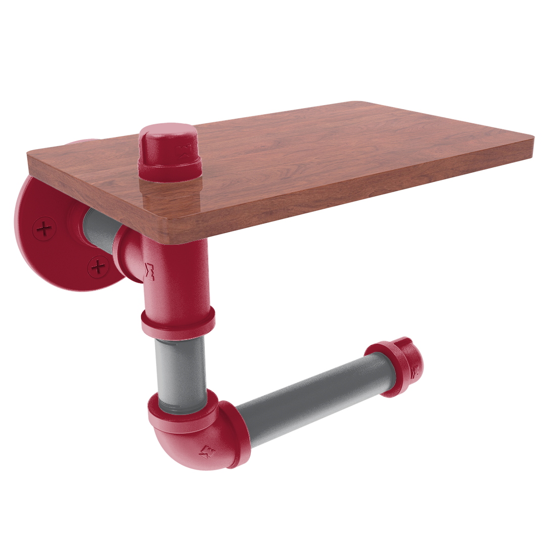 Collegiate Collection Toilet Paper Holder with Wood Shelf Pullman Crimson and Gray Edition