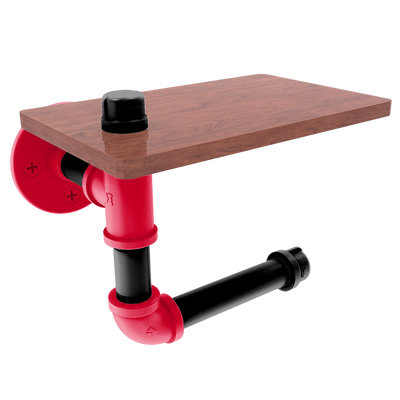 Collegiate Collection Toilet Paper Holder with Wood Shelf Cincy Red and Black Edition