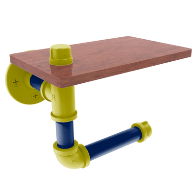 Collegiate Collection Toilet Paper Holder with Wood Shelf Steel City Game Day Edition