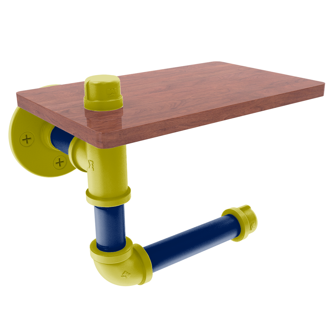 Collegiate Collection Toilet Paper Holder with Wood Shelf Steel City Game Day Edition