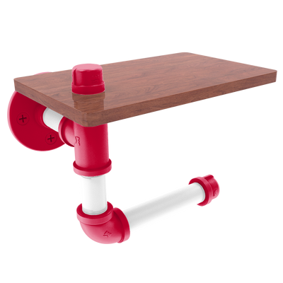 Collegiate Collection Toilet Paper Holder with Wood Shelf Salt Lake Red and White Edition
