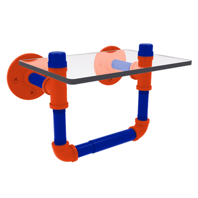 Collegiate Collection Toilet Tissue Holder with Glass Shelf Swamp Blue and Orange Edition