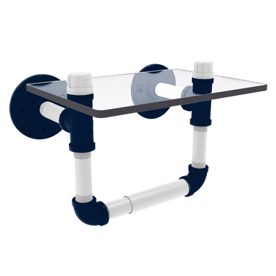 Collegiate Collection Toilet Tissue Holder with Glass Shelf Keystone State Blue and White Edition