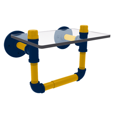Collegiate Collection Toilet Tissue Holder with Glass Shelf Mountaineer State Blue and Gold Edition