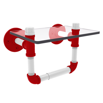 Collegiate Collection Toilet Tissue Holder with Glass Shelf Badger State Red and White Edition