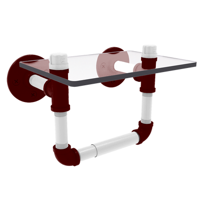 Collegiate Collection Toilet Tissue Holder with Glass Shelf College Station Maroon and White Edition