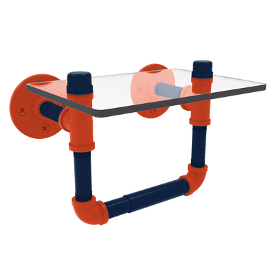 Collegiate Collection Toilet Tissue Holder with Glass Shelf Champaign Orange and Blue Edition