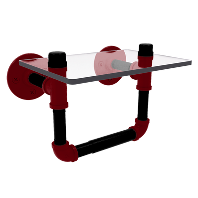 Collegiate Collection Toilet Tissue Holder with Glass Shelf Columbia Garnet and Black Edition