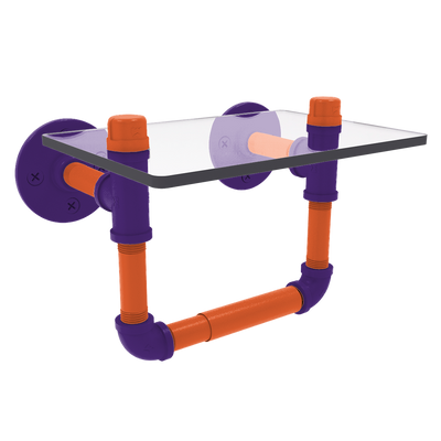 Collegiate Collection Toilet Tissue Holder with Glass Shelf Foothills Orange and Purple Edition