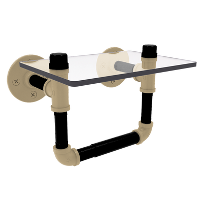 Collegiate Collection Toilet Tissue Holder with Glass Shelf West Lafayette Black and Gold Edition