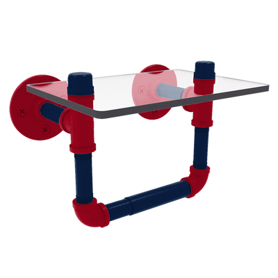 Collegiate Collection Toilet Tissue Holder with Glass Shelf Tucson Red and Blue Edition