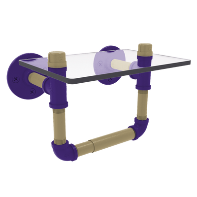 Collegiate Collection Toilet Tissue Holder with Glass Shelf Seattle Purple and Gold Edition
