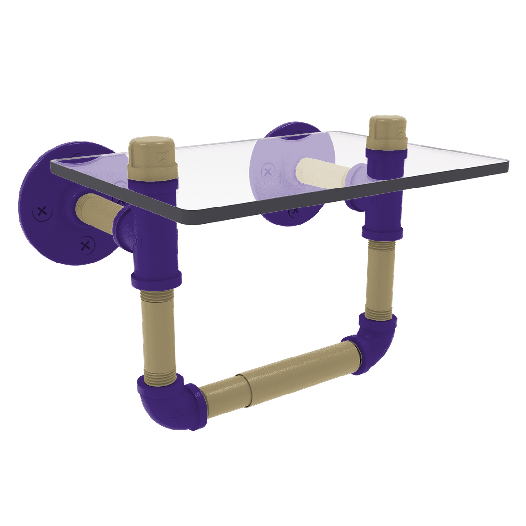 Collegiate Collection Toilet Tissue Holder with Glass Shelf Seattle Purple and Gold Edition