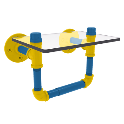 Collegiate Collection Toilet Tissue Holder with Glass Shelf Westwood Blue and Gold Edition