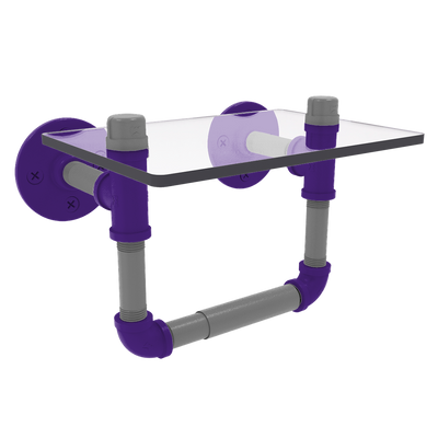 Collegiate Collection Toilet Tissue Holder with Glass Shelf Flint Hills Purple and Silver Edition