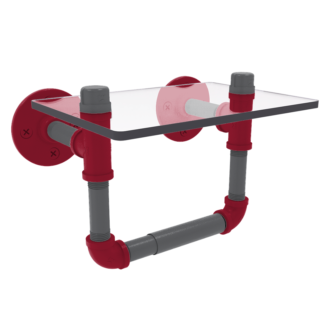 Collegiate Collection Toilet Tissue Holder with Glass Shelf Pullman Crimson and Gray Edition