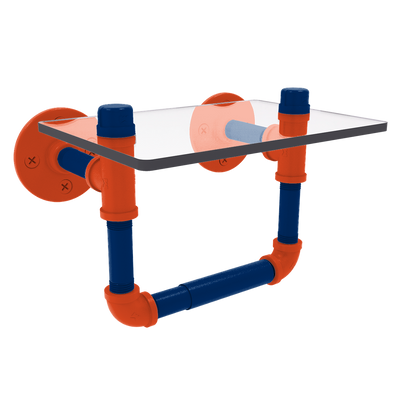 Collegiate Collection Toilet Tissue Holder with Glass Shelf Charlottesville Orange and Blue Edition