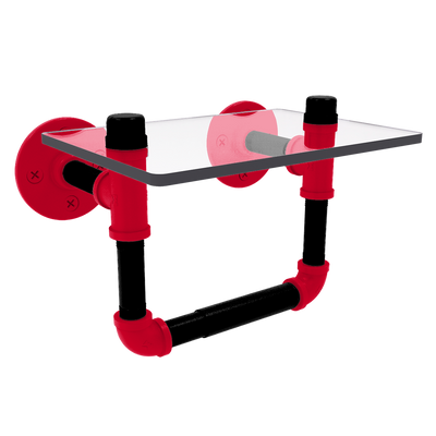 Collegiate Collection Toilet Tissue Holder with Glass Shelf Cincy Red and Black Edition