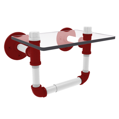 Collegiate Collection Toilet Tissue Holder with Glass Shelf Silicon Valley Red and White Edition