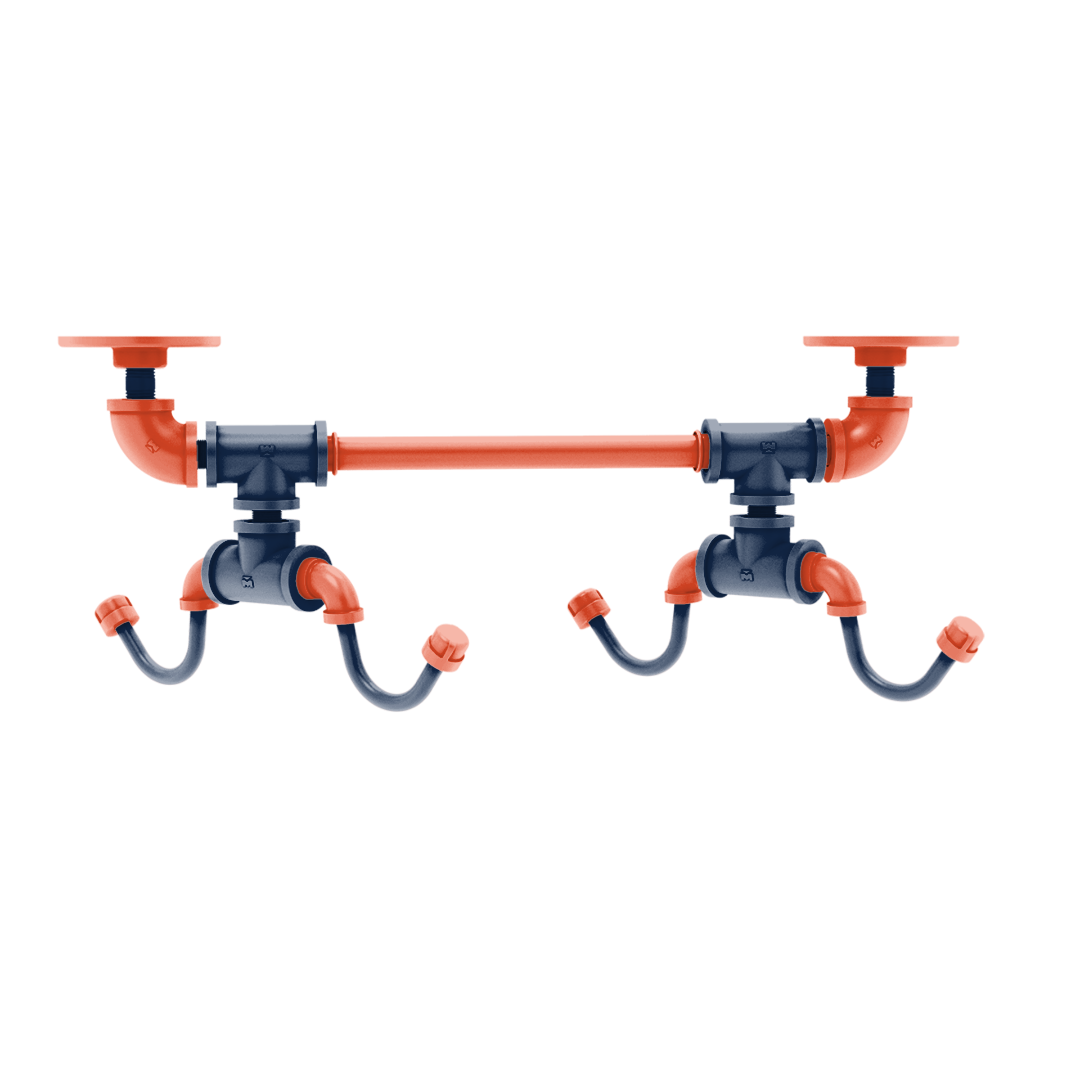 Collegiate Collection Under Cabinet 4 Coffee Mug Rack Hartford Champaign Orange and Blue Edition