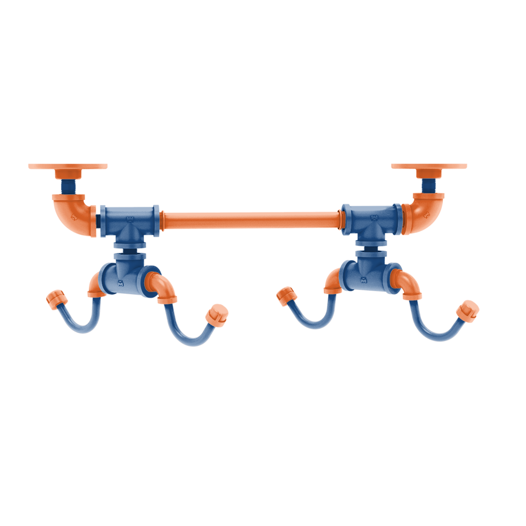 Collegiate Collection Under Cabinet 4 Coffee Mug Rack Hartford Treasure Valley Blue and Orange Edition