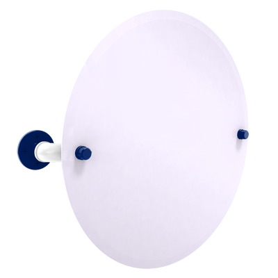 Collegiate Collection Frameless Round Wall Mounted Tilt Mirror Durham Blue and White Edition
