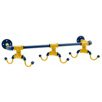 Collegiate Collection Wall Mounted 6 Coffee Mug Rack Mountaineer State Blue and Gold Edition