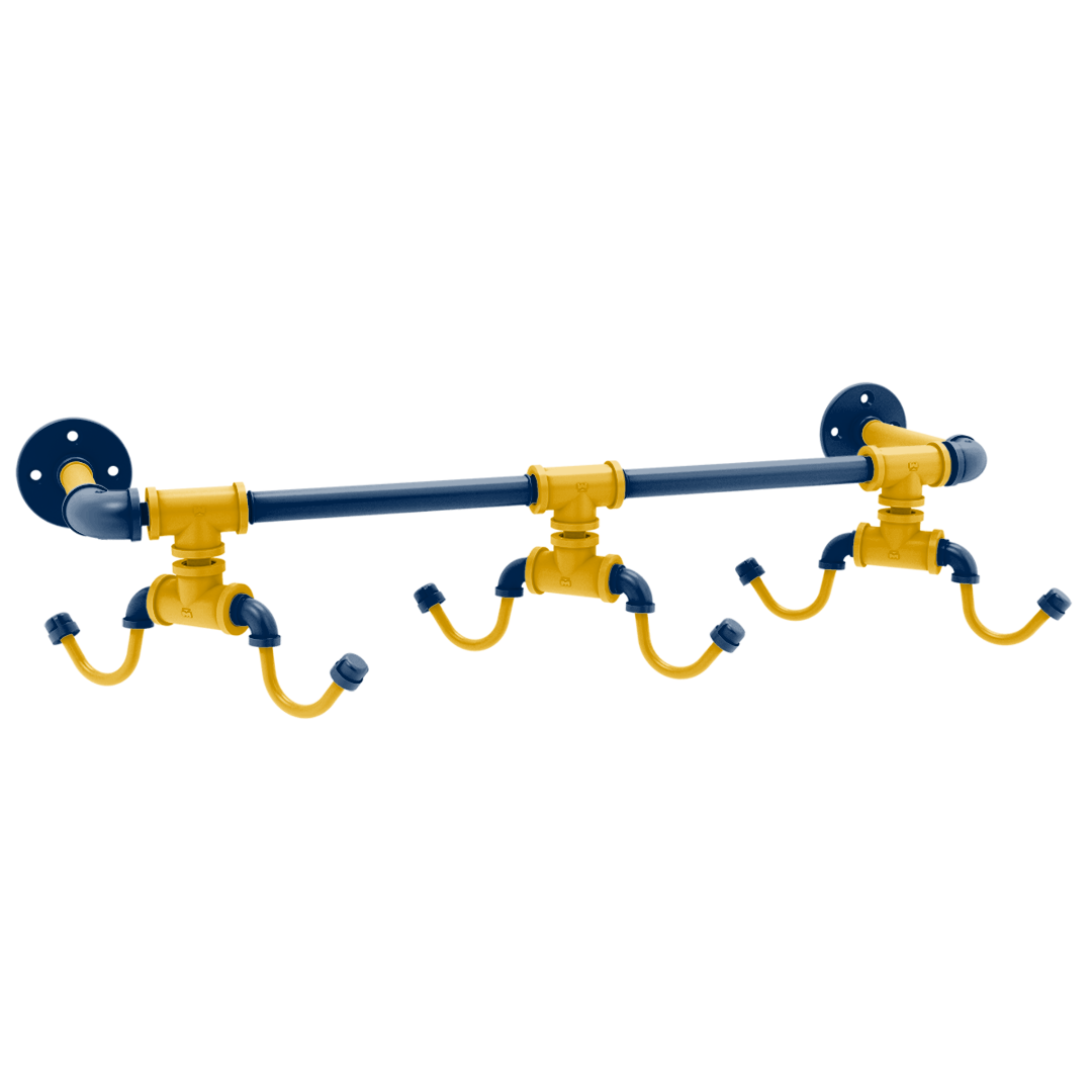 Collegiate Collection Wall Mounted 6 Coffee Mug Rack Mountaineer State Blue and Gold Edition