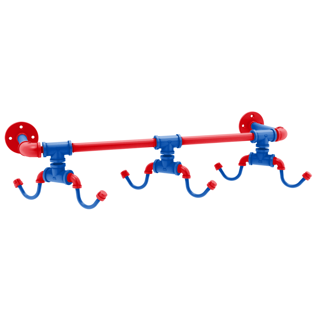 Collegiate Collection Wall Mounted 6 Coffee Mug Rack Lawrence Blue and Crimson Edition