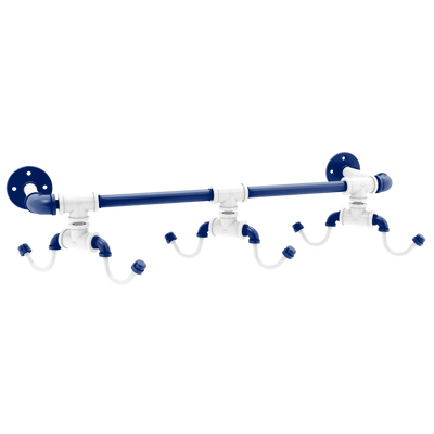 Collegiate Collection Wall Mounted 6 Coffee Mug Rack Durham Blue and White Edition