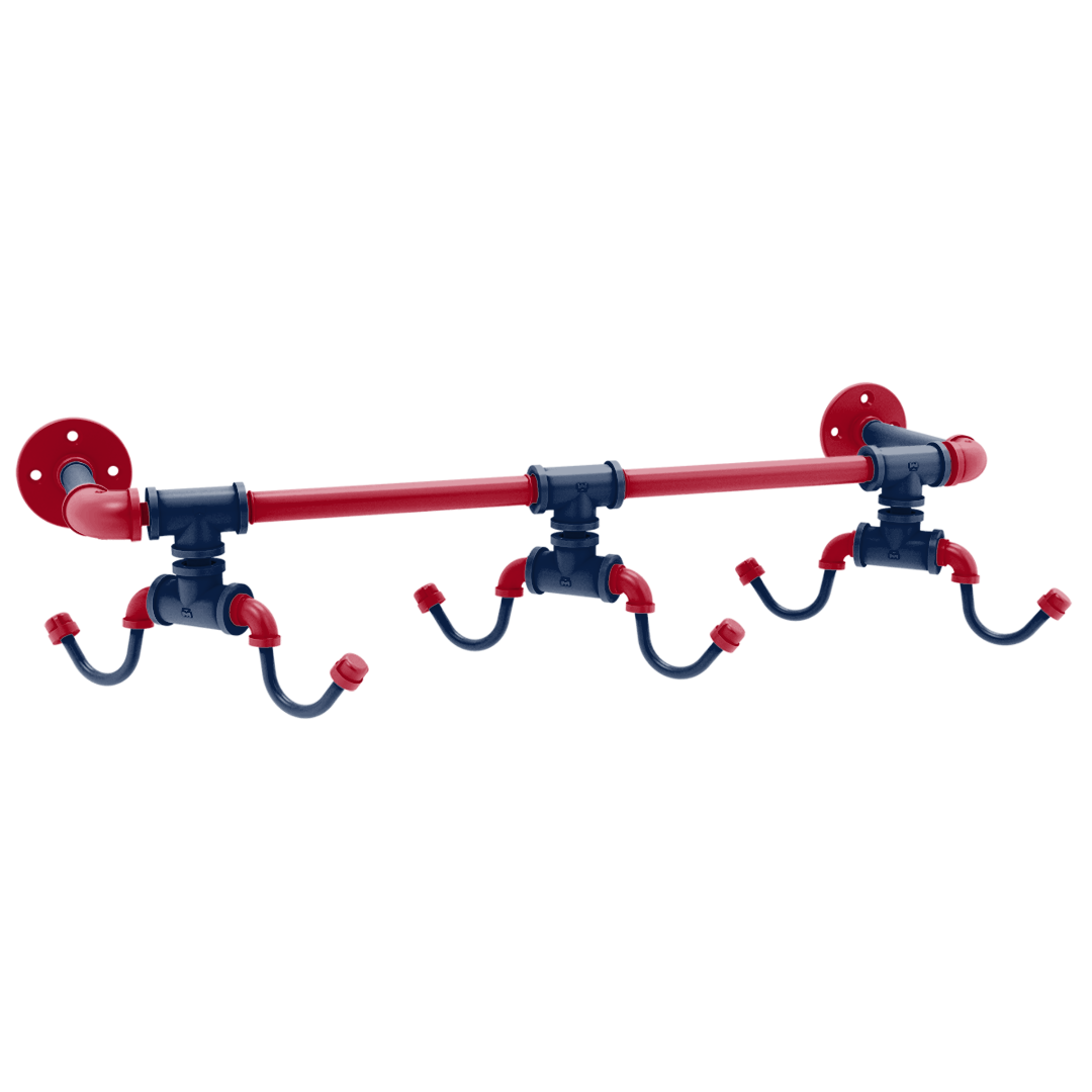 Collegiate Collection Wall Mounted 6 Coffee Mug Rack Tucson Red and Blue Edition