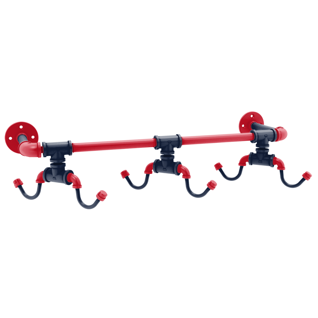 Collegiate Collection Wall Mounted 6 Coffee Mug Rack Oxford Red and Navy Edition