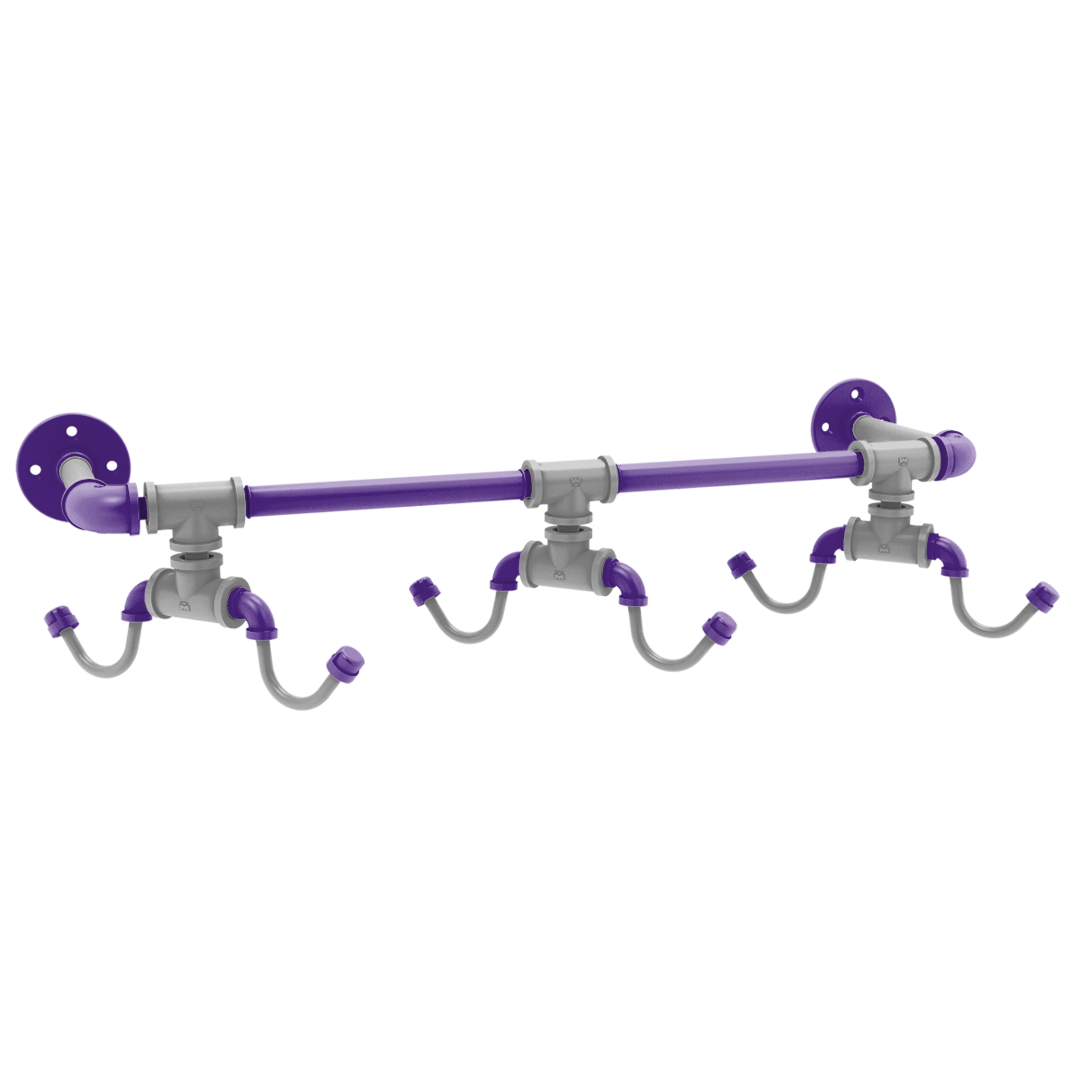 Collegiate Collection Wall Mounted 6 Coffee Mug Rack Flint Hills Purple and Silver Edition