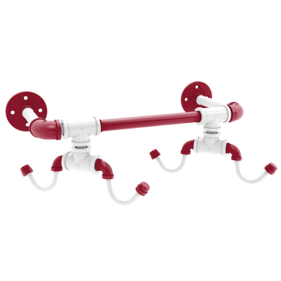 Collegiate Collection Wall Mounted 4 Coffee Mug Rack Tidewater Red and White Edition