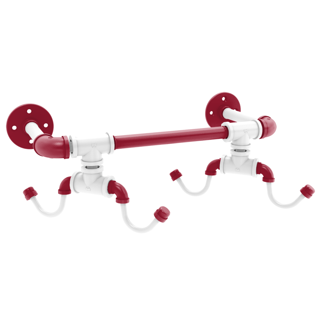 Collegiate Collection Wall Mounted 4 Coffee Mug Rack Tidewater Red and White Edition