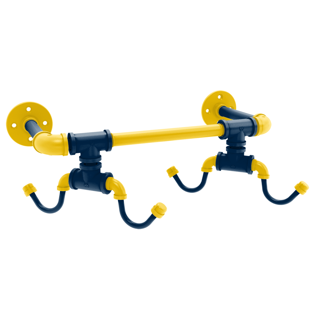 Collegiate Collection Wall Mounted 4 Coffee Mug Rack Great Lakes Maize and Blue Edition