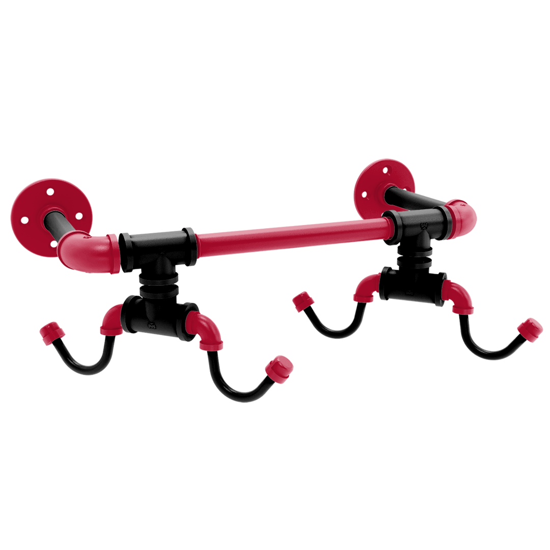 Collegiate Collection Wall Mounted 4 Coffee Mug Rack Athens Red and Black Edition