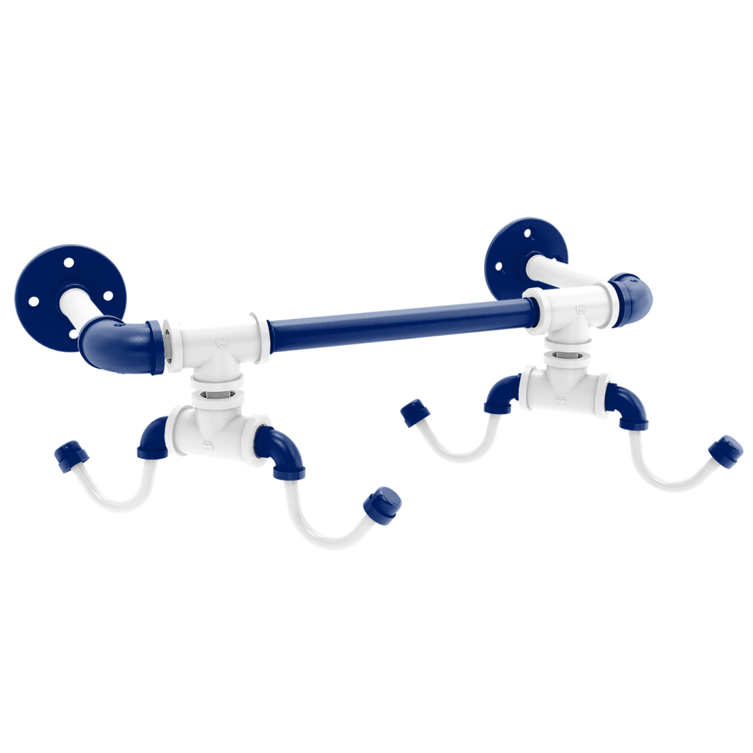 Collegiate Collection Wall Mounted 4 Coffee Mug Rack Durham Blue and White Edition