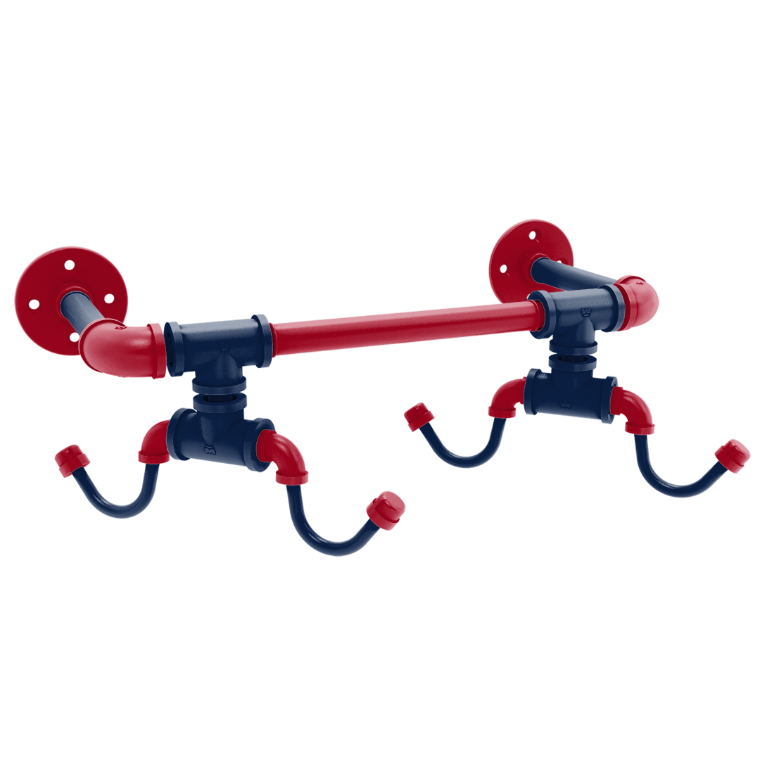 Collegiate Collection Wall Mounted 4 Coffee Mug Rack Tucson Red and Blue Edition