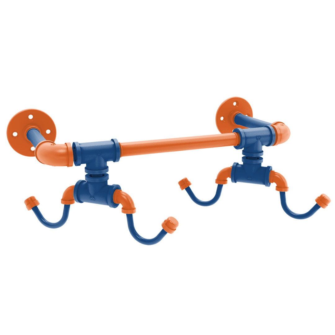 Collegiate Collection Wall Mounted 4 Coffee Mug Rack Treasure Valley Blue and Orange Edition