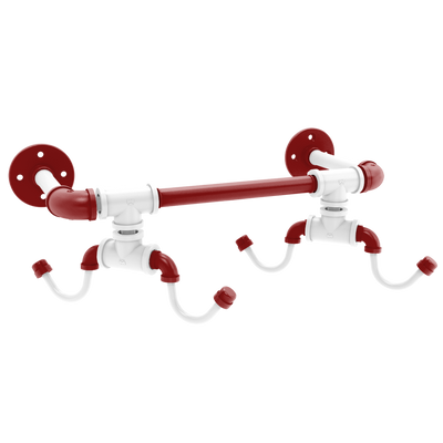 Collegiate Collection Wall Mounted 4 Coffee Mug Rack Silicon Valley Red and White Edition