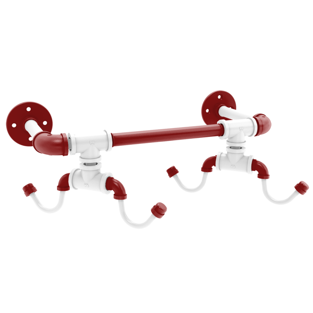 Collegiate Collection Wall Mounted 4 Coffee Mug Rack Silicon Valley Red and White Edition