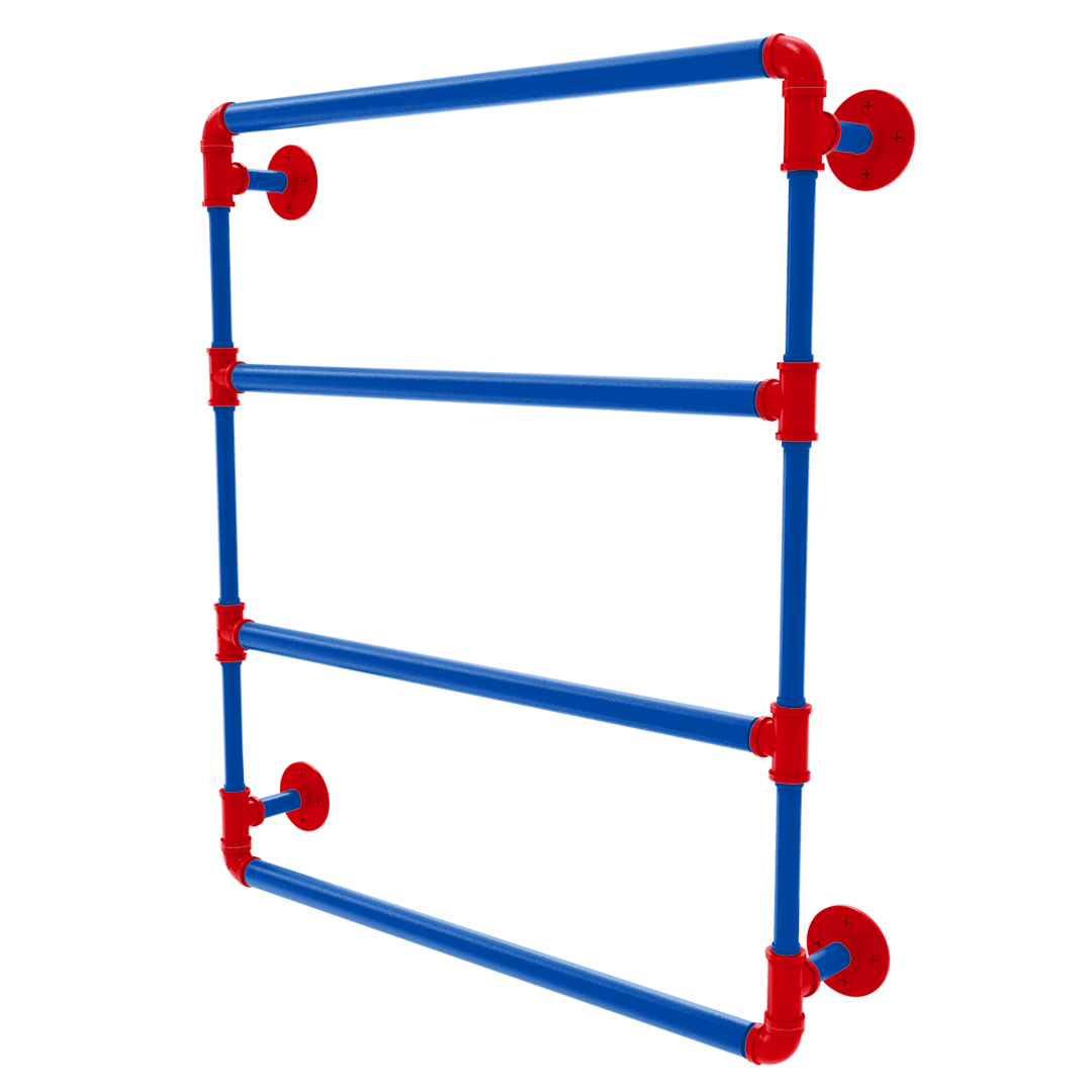 Collegiate Collection Wall Mounted Ladder Towel Bar Lawrence Blue and Crimson Edition