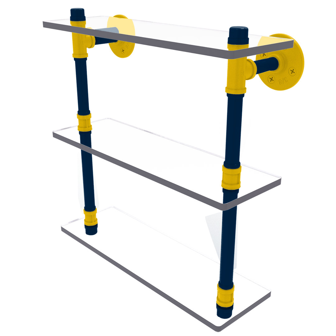 Collegiate  Collection Triple Glass Shelf Great Lakes Maize and Blue Edition