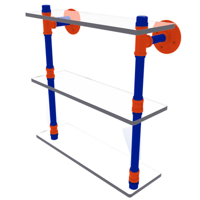 Collegiate  Collection Triple Glass Shelf Swamp Blue and Orange Edition