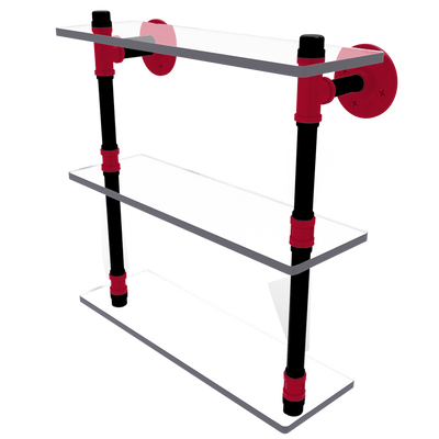 Collegiate  Collection Triple Glass Shelf Athens Red and Black Edition