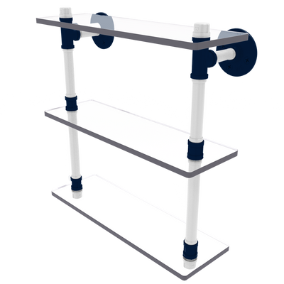 Collegiate  Collection Triple Glass Shelf Keystone State Blue and White Edition
