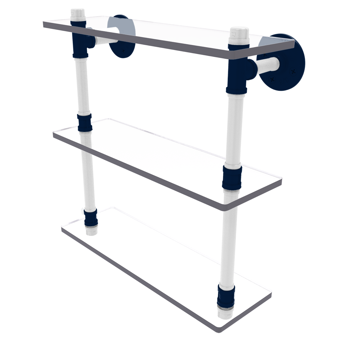 Collegiate  Collection Triple Glass Shelf Keystone State Blue and White Edition